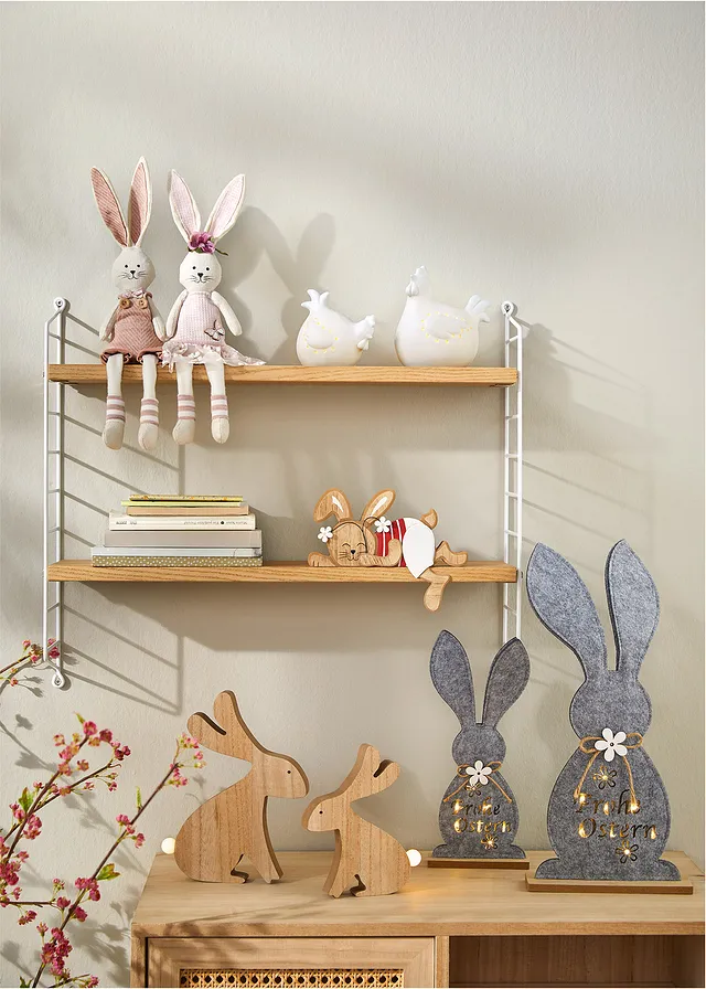 Ornament haas (set van 2), Kleur: beige-roze