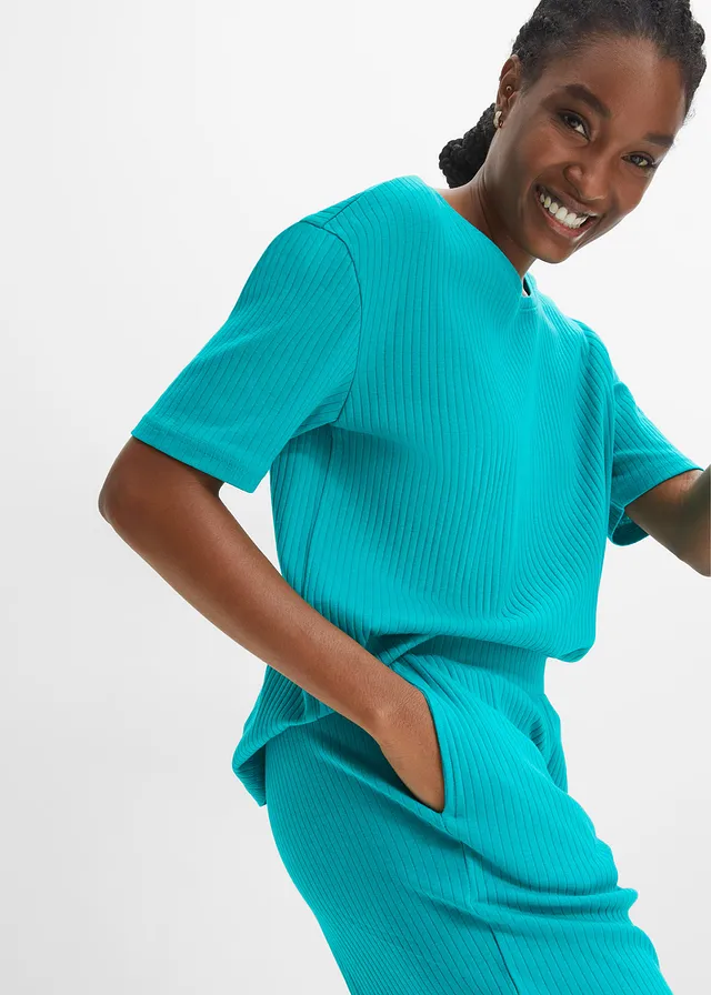 Geribde pyjama met culotte (2-dlg. set) • smaragd • product-page.page-title-suffix