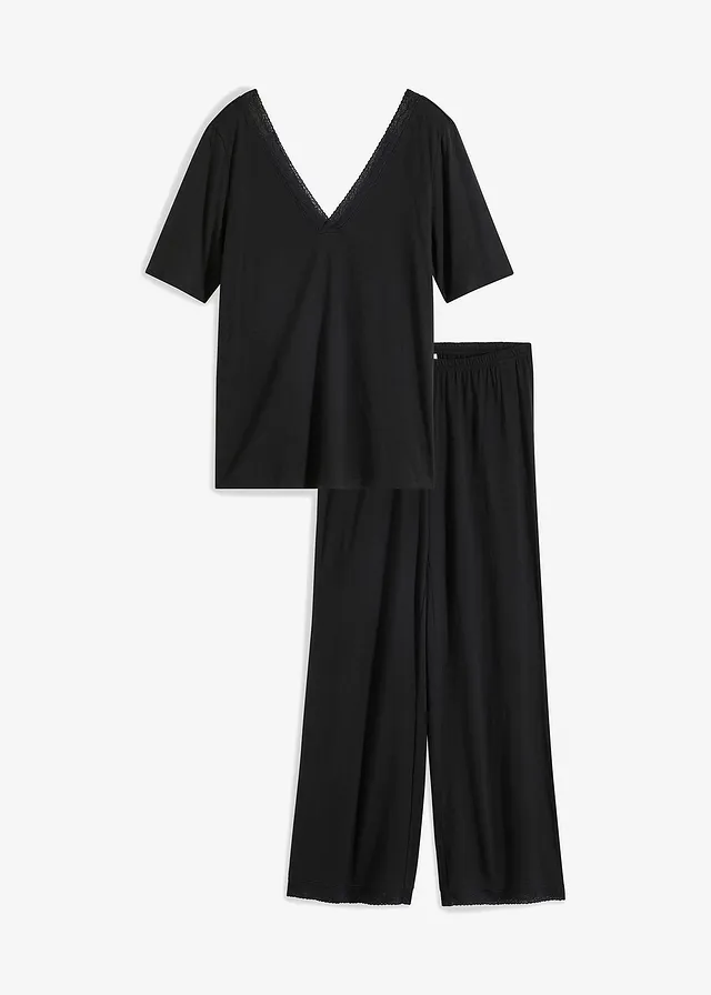 Pijama cu viscoză și pantaloni largi
