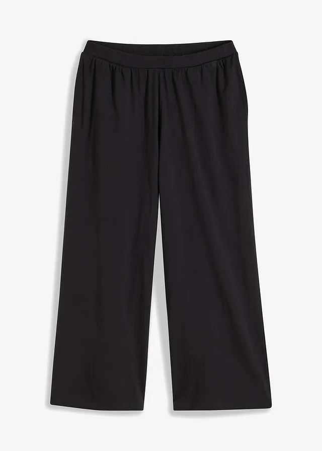Pantaloni pijama culotte cu buzunare, bumbac bio