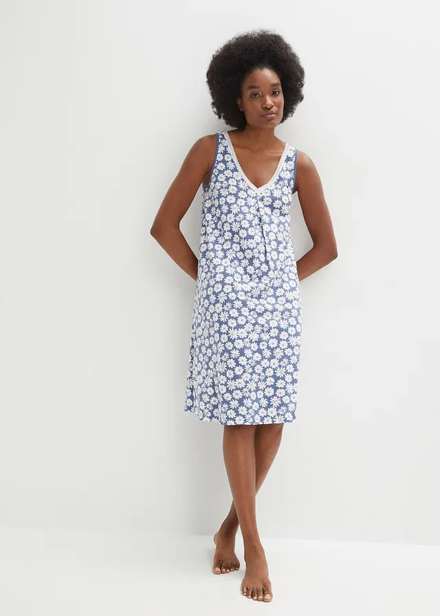 Nuisette en viscose mélangée, Couleur: bleu jean/écru
