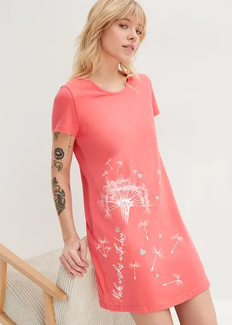 Chemise de nuit en coton, Couleur: rose paradis imprimé