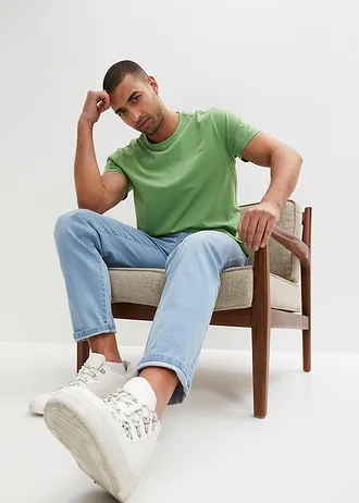 T-shirt (set van 3), Kleur: lichtoranje+wit+mat mosgroen