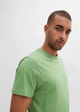 Lot de 3 T-shirts • orange clair + blanc + vert mat • Boutique bonprix