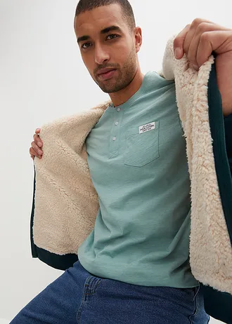 Henley shirt met comfort fit van puur biologisch katoen, korte mouw • pastelgroen • bonprix online shop