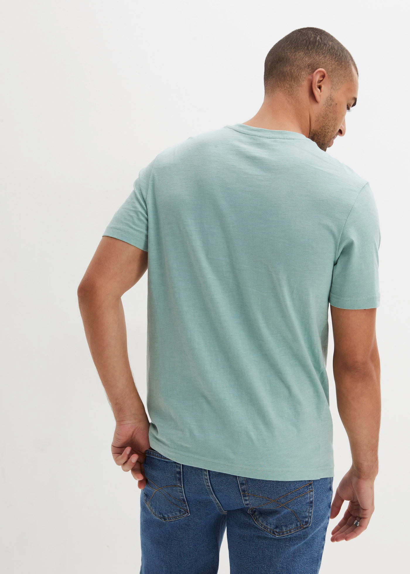 Henley shirt met comfort fit van puur biologisch katoen, korte mouw • pastelgroen • bonprix online shop