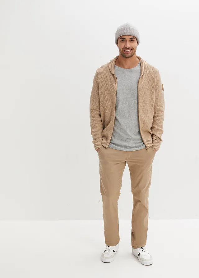 Regular fit chino met elastisch tailleband en riem, straight • new kaki • product-page.page-title-suffix