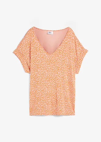 Viscose shirt met V-hals • antiek roze-oranje gedessineerd • bonprix online shop