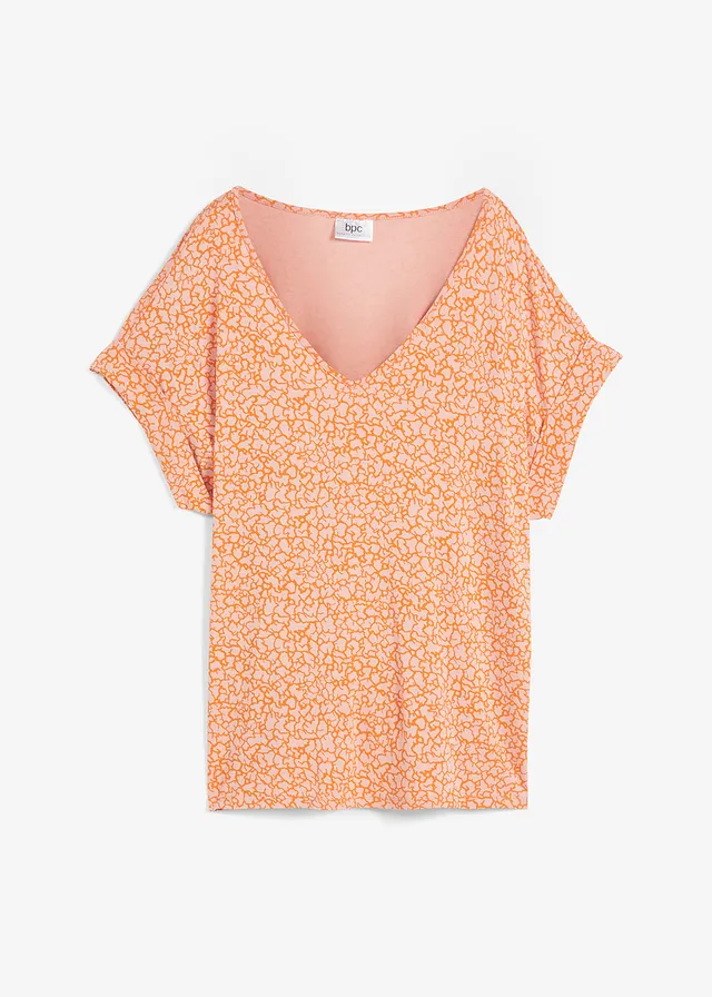 Viscose shirt met V-hals • antiek roze-oranje gedessineerd • bonprix online shop