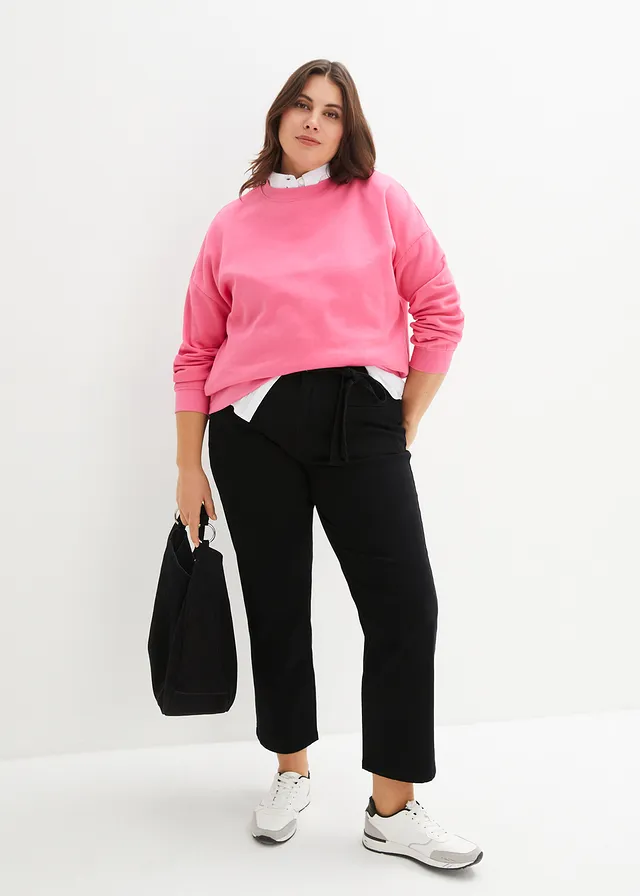 Bluza oversize z czystej bawełny, kolor: różowy