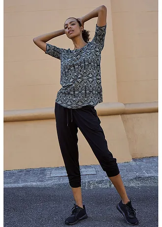 Harémové kalhoty s řasením na dolním okraji • černá • bonprix obchod