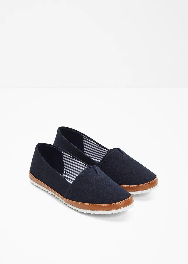Instappers van katoenen canvas, Kleur: donkerblauw