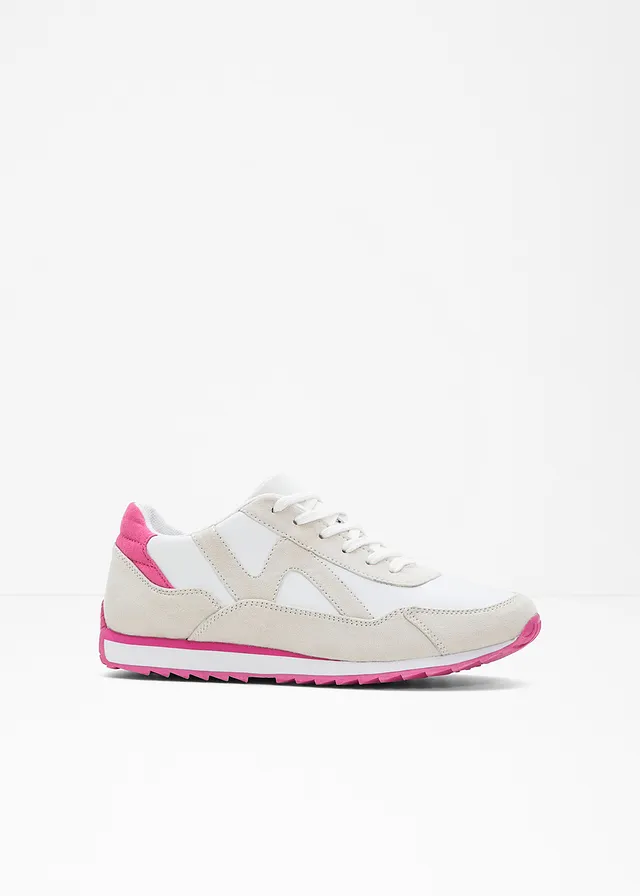 Sneakers à semelle crantée • blanc/beige/rose vif • Boutique bonprix