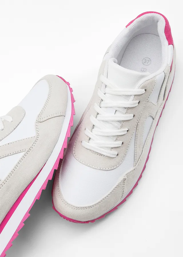 Sneakers à semelle crantée • blanc-beige-fuchsia • product-page.page-title-suffix