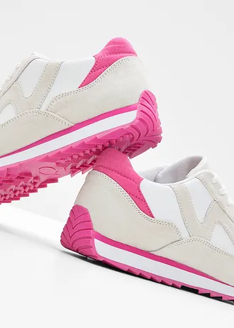 Sneakers à semelle crantée • blanc/beige/rose vif • Boutique bonprix
