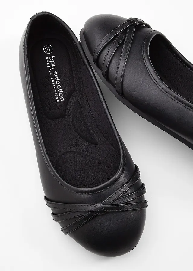 Soepele ballerina's met comfortabele wijdte, Kleur: zwart