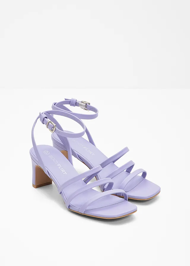 Sandaletten met riempjes en smalle hak, Kleur: lichtviolet