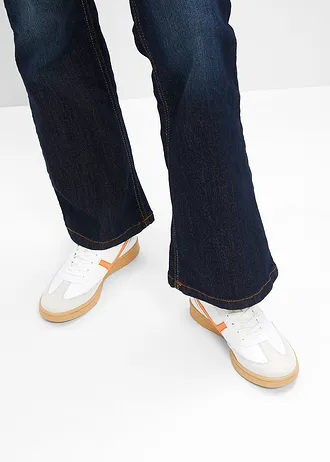 Sneakers in retrolook, Kleur: wit-lichtoranje