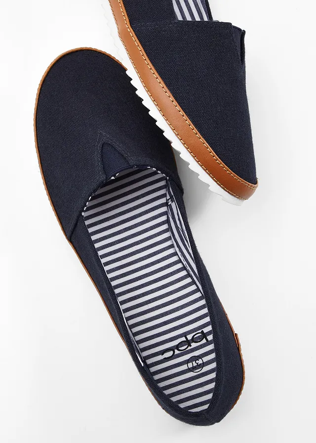 Poltopánky slipper z bavlneného plátna • tmavomodrá • obchod bonprix