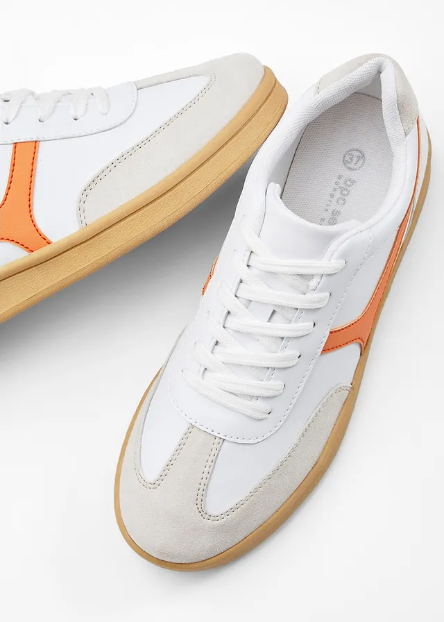 Sneakers in retrolook • wit-lichtoranje • product-page.page-title-suffix