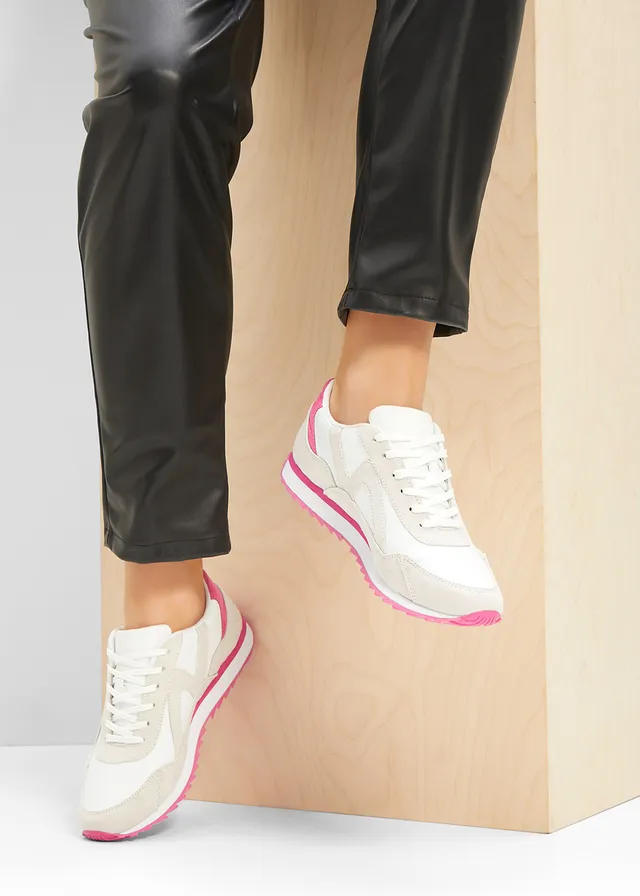 Sneakers à semelle crantée • blanc-beige-fuchsia • product-page.page-title-suffix