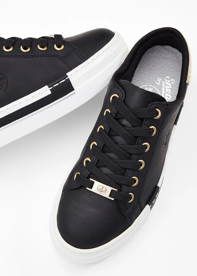 Plateau sneakers van Rieker, Kleur: zwart/goudkleur