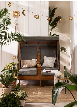 Ozdoba ogrodowa solarna wbijana w ziemię Słońce, księżyc, gwiazda (3 części), kolor: czarny