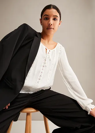 Bluzka z miękkiej wiskozy • biel wełny • sklep bonprix