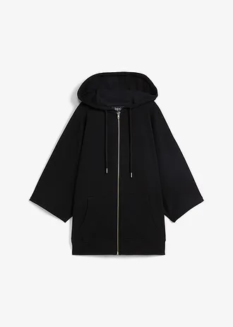 Bluza peleryna zapinana na zamek, z mieszanki wiskozy • czarny • sklep bonprix