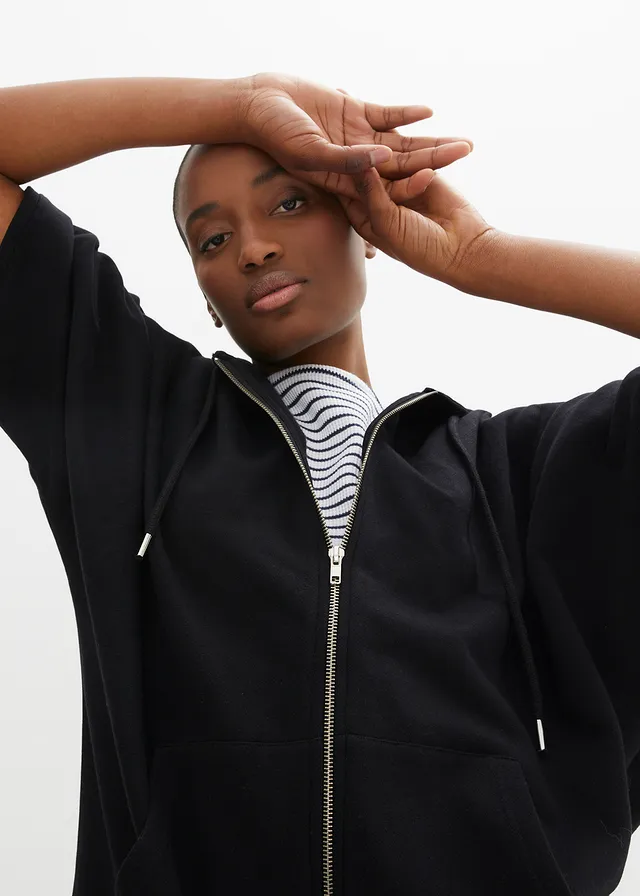 Sweatvest cape van katoen • zwart • product-page.page-title-suffix