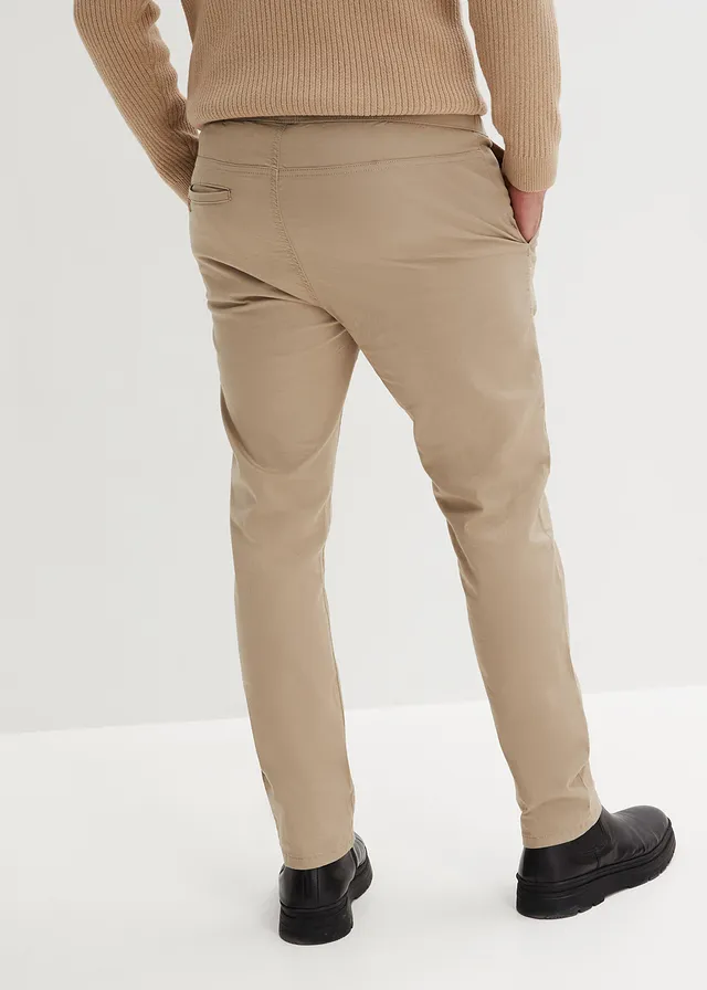 Strečové kalhoty bez zapínání Slim Fit Straight, barva: nová khaki