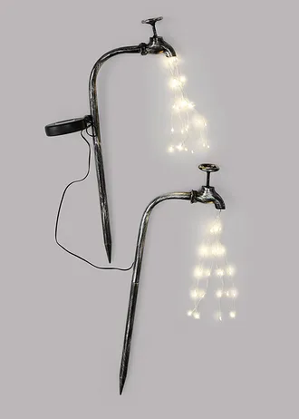 Piquet de jardin solaire en forme de robinet, Couleur: argenté