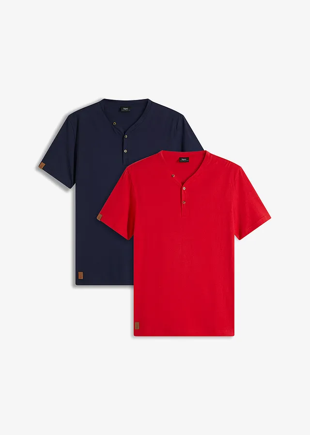 Tricou henley (set/ 2 buc.) din bumbac organic 100%