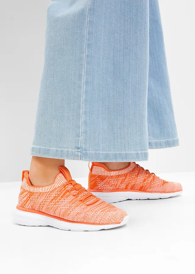 Sneakers à enfiler confortables en matière douce, Couleur: orange clair