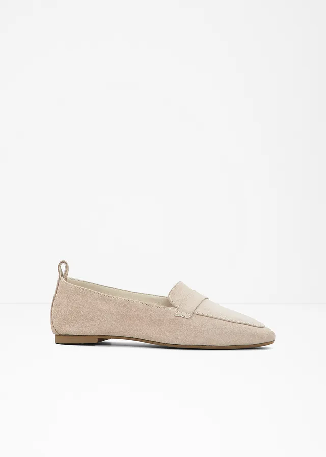 Suède loafers, Kleur: lichtsand