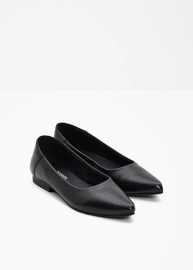Ballerines en cuir • noir • Boutique bonprix