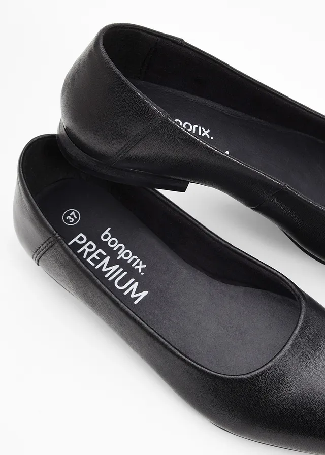 Ballerines en cuir • noir • Boutique bonprix