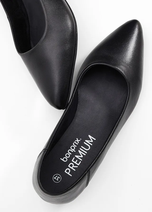Ballerines en cuir • noir • Boutique bonprix