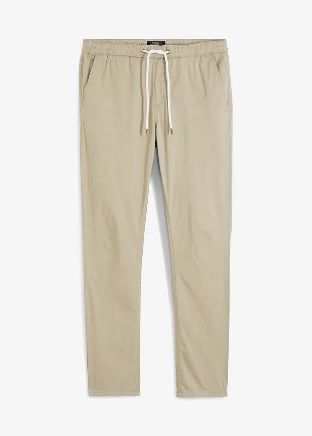 Pantalon droit taille élastiquée, slim, Couleur: new kaki