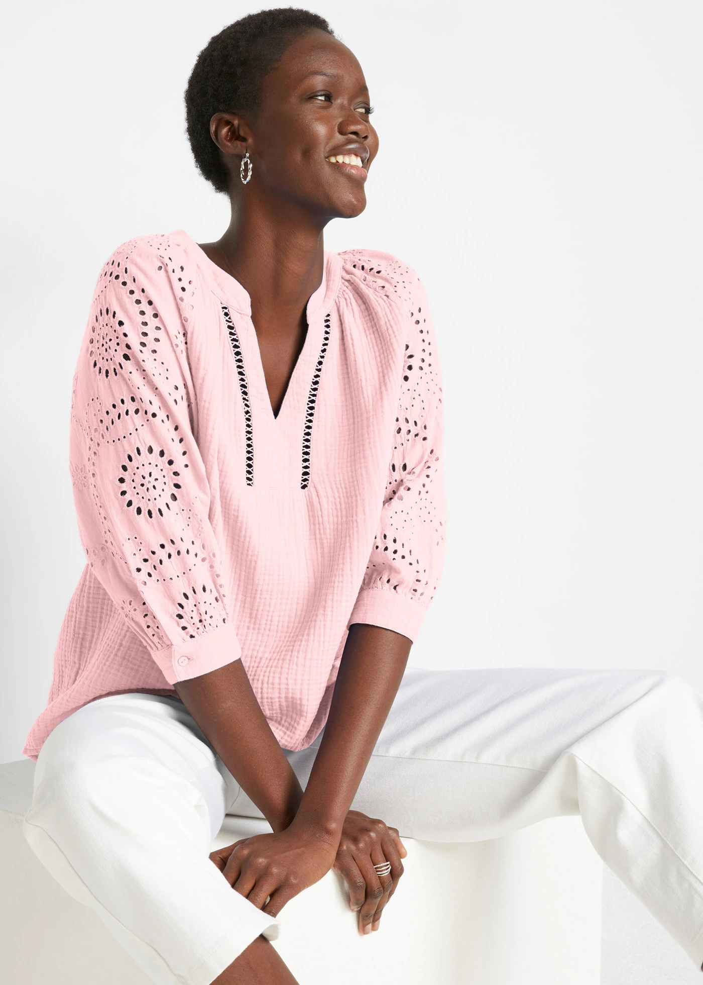 Tuniek van luchtige mousseline • theeroze • bonprix online shop