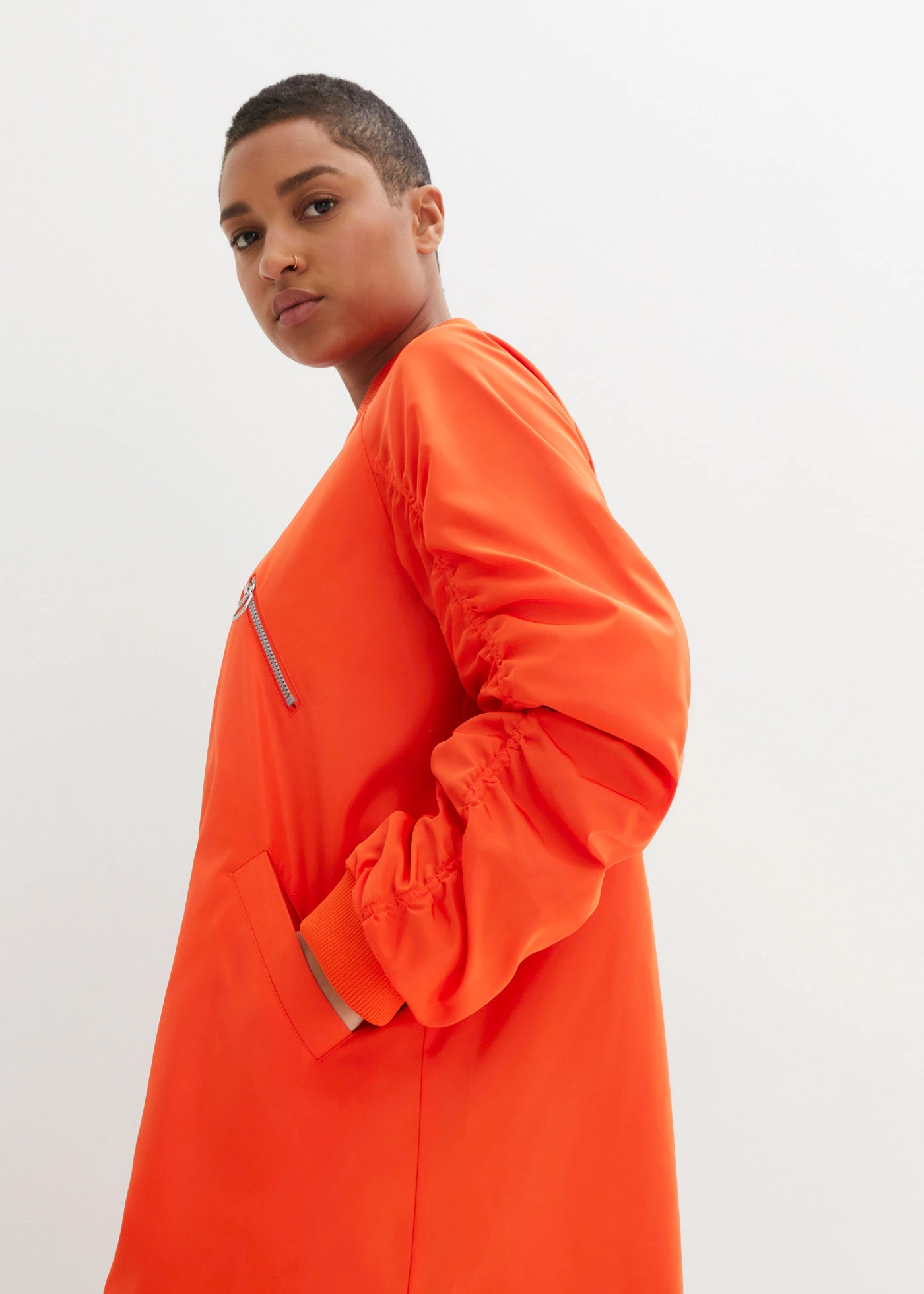 Bluzónový kabát s pleteným límcem • sytě oranžová • bonprix obchod