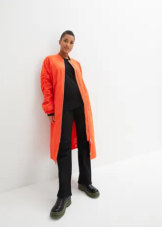 Manteau léger avec col en bord-côtes, Couleur: orange foncé