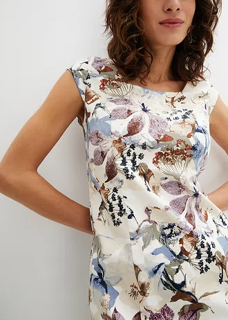 Pouzdrové šaty z bavlněného saténu • přírodní s květy • bonprix obchod