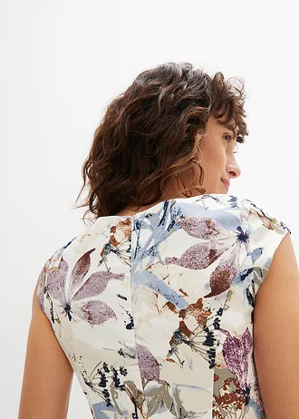 Pouzdrové šaty z bavlněného saténu • přírodní s květy • bonprix obchod