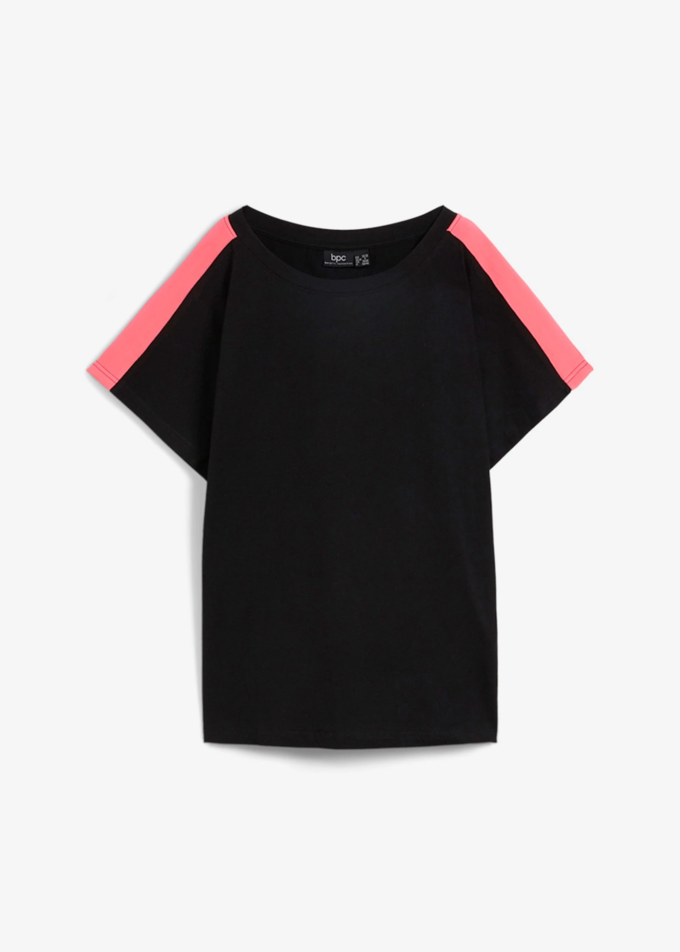 T-shirt 100% coton avec galon fluo • noir • Boutique bonprix