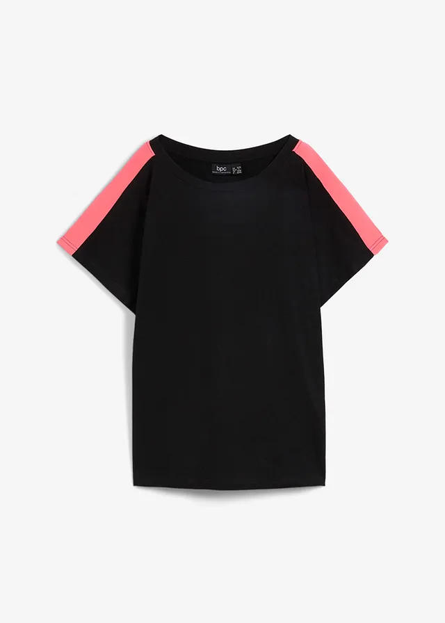 T-shirt z neonowymi paskami • czarny • sklep bonprix