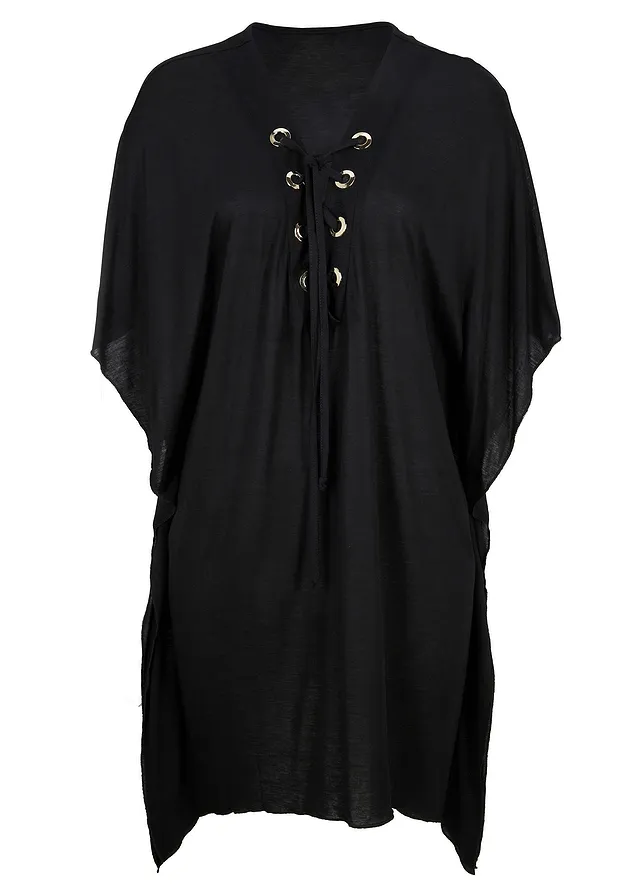 Průhledná plážová tunika z viskózy • černá • bonprix obchod