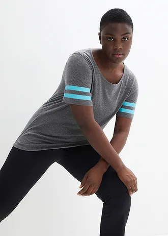 Sportshirt (set van 2), Kleur: antraciet gemêleerd+petrol gemêleerd