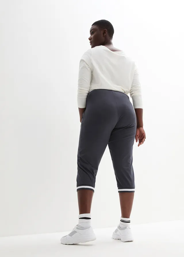 3/4 joggingové kalhoty z bavlněné směsi, barva: noční modrá s potiskem
