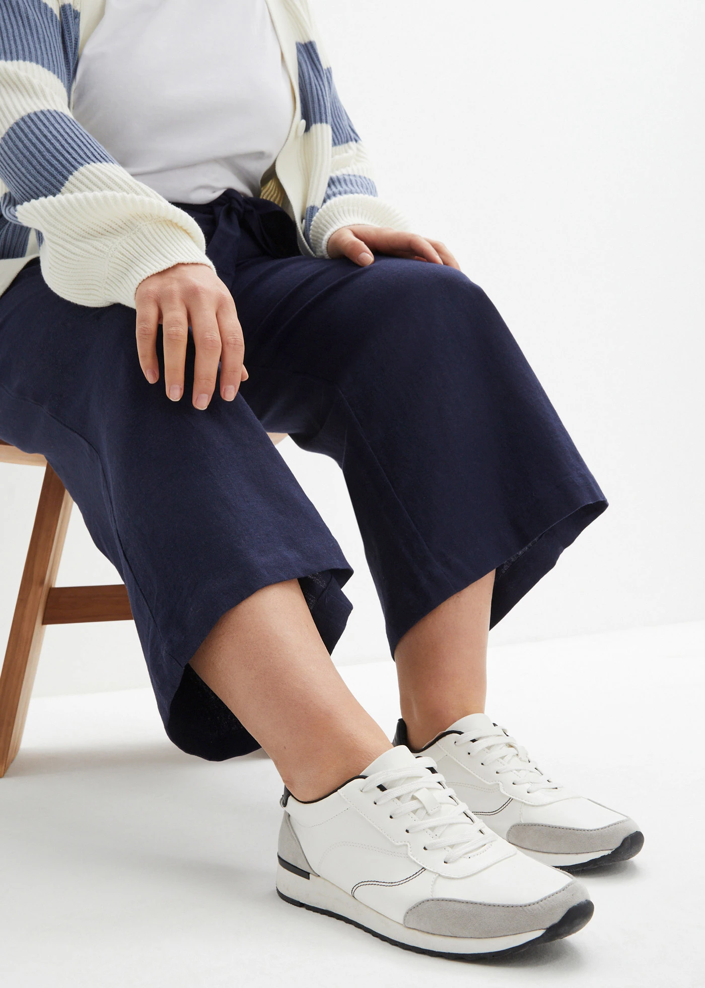 Culotte in een lichte linnenmix • donkerblauw plus size • bonprix online shop